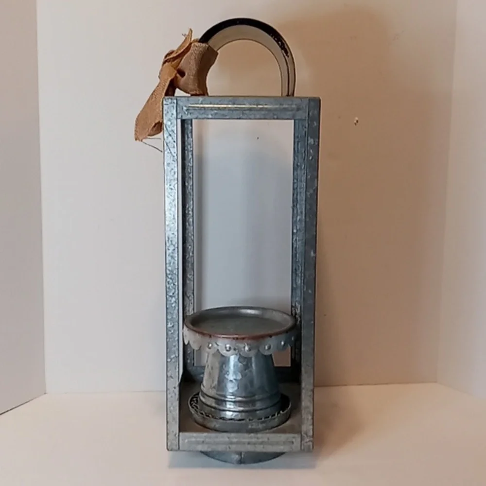 Pottery Barn Galvanized Large Metal Cut Out Hanging Lantern/Candle Holder